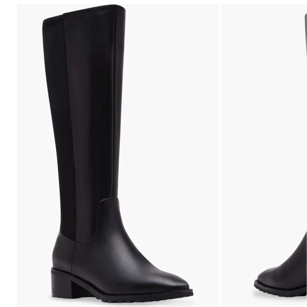 Blondo Size 7 WC Wide Calf Knee Boot Black Leather Waterproof Lug NEW Sandy $230
